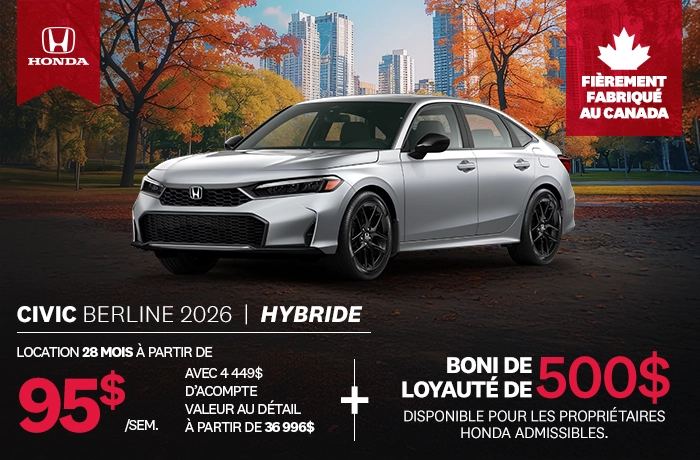 Bannière de Promotion Civic Berline Hybride 2026